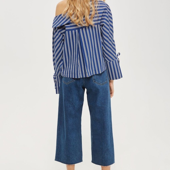 [topshop] stripe fold neck bardot top - Picture 4 of 7